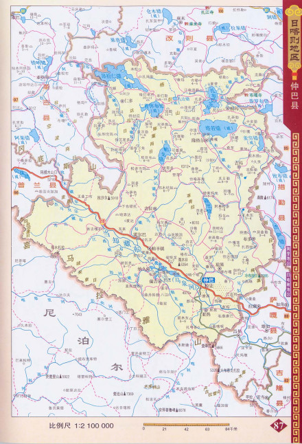仲巴县地图