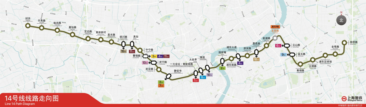 上海地铁14号线线路走向示意图 