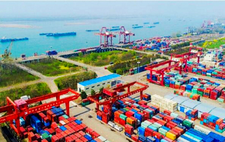 航拍荆州港盐卡港区