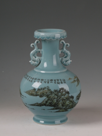 “山水”刻瓷瓶