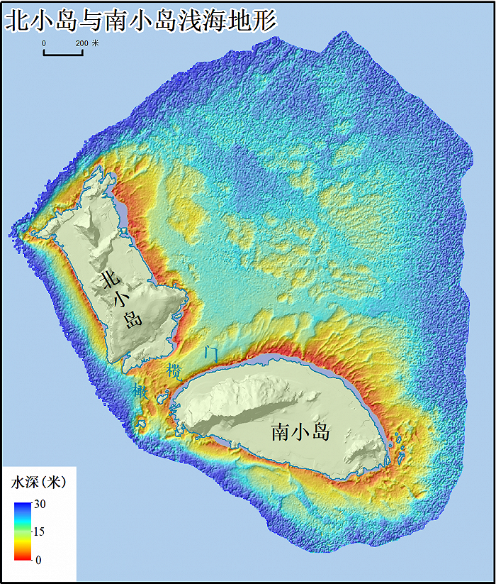 北小岛与南小岛浅海地形图，图片来源：自然资源部