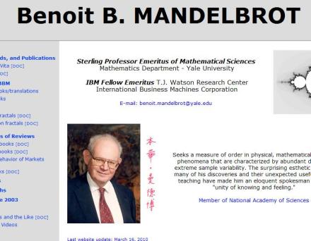 耶鲁大学网站Benoît B. Mandelbrot个人主页