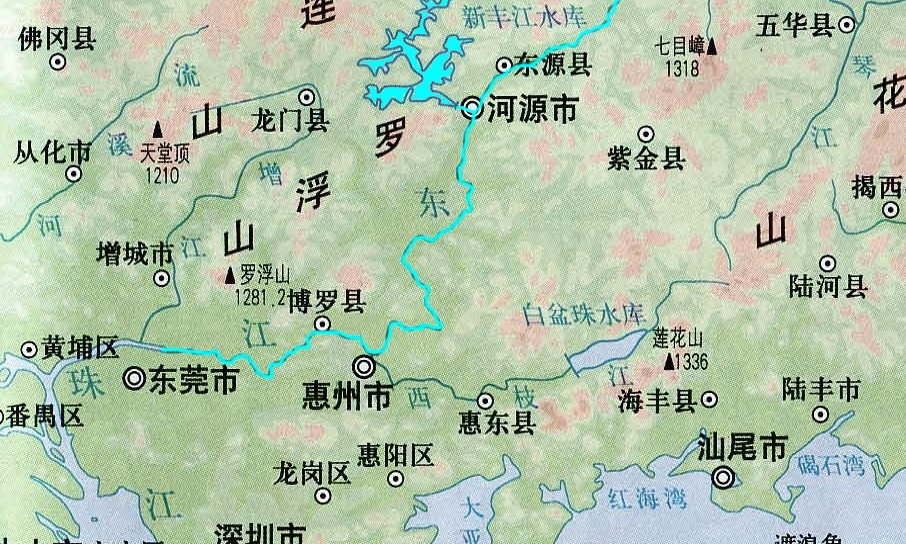 东江的位置及水系分布
