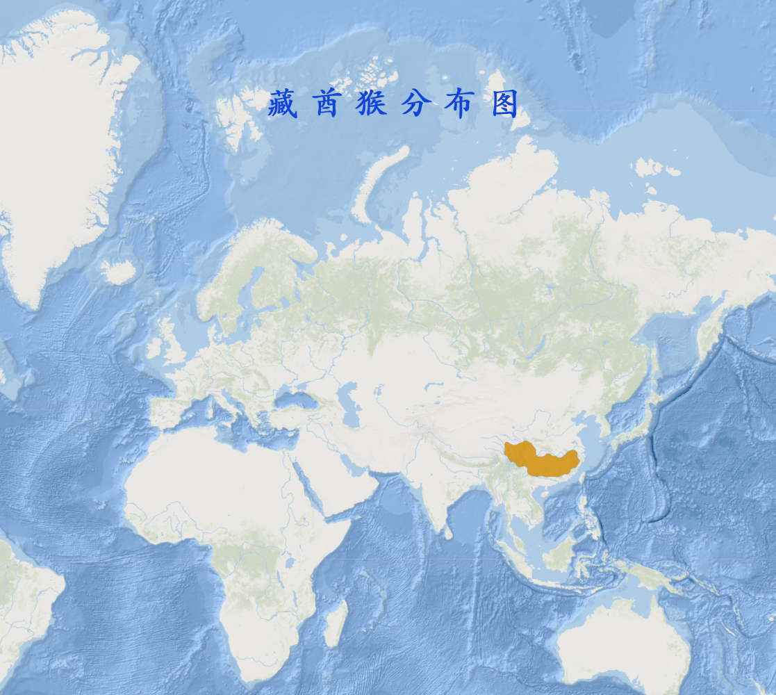 藏酋猴分布图 