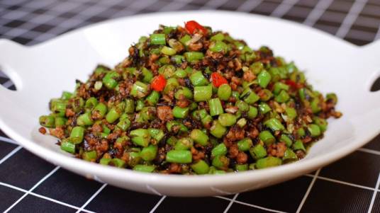 榄菜肉末豆角