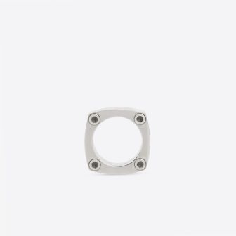 Gear Plate 银色青铜耳环