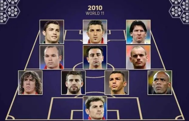 2010年度FIFA最佳阵容（皮克 后卫 左二）