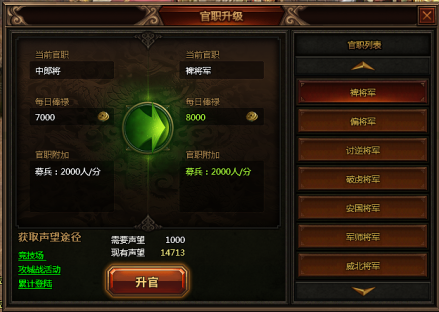 快打三国官职
